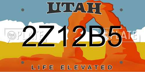 2Z12B5 Utah License Plate