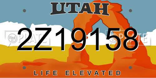2Z19158 Utah License Plate