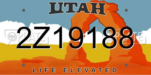 2Z19188 Utah License Plate