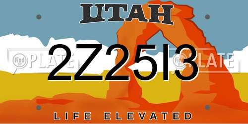 2Z25I3 Utah License Plate