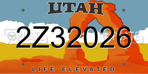 2Z32026 Utah License Plate