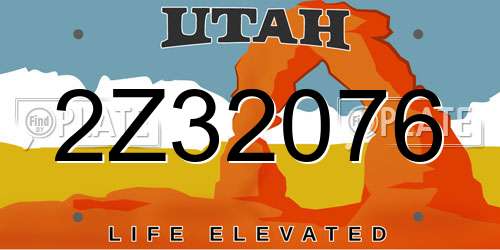 2Z32076 Utah License Plate