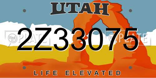 2Z33075 Utah License Plate