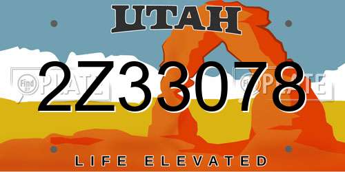 2Z33078 Utah License Plate