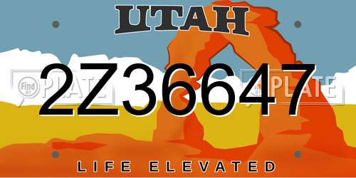 2Z36647 Utah License Plate