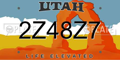 2Z48Z7 Utah License Plate