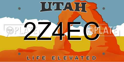 2Z4EC Utah License Plate
