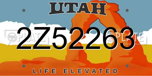 2Z52263 Utah License Plate