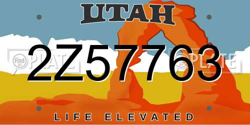 2Z57763 Utah License Plate