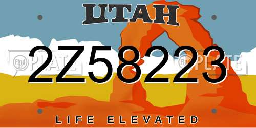 2Z58223 Utah License Plate