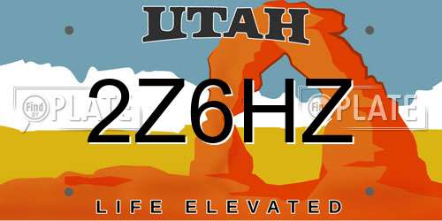 2Z6HZ Utah License Plate