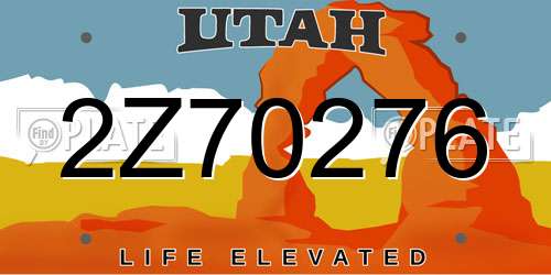 2Z70276 Utah License Plate