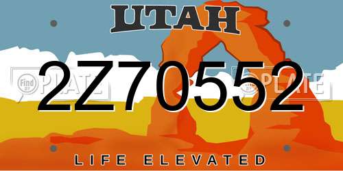 2Z70552 Utah License Plate