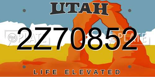 2Z70852 Utah License Plate
