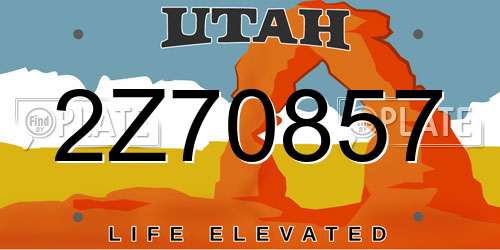 2Z70857 Utah License Plate