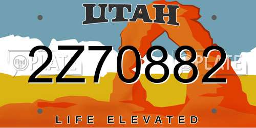 2Z70882 Utah License Plate