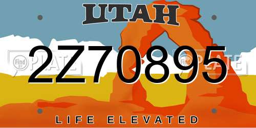 2Z70895 Utah License Plate