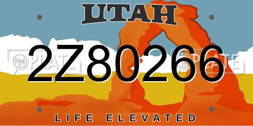 2Z80266 Utah License Plate