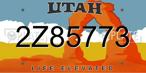 2Z85773 Utah License Plate