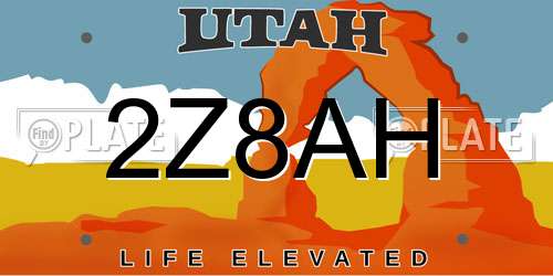 2Z8AH Utah License Plate