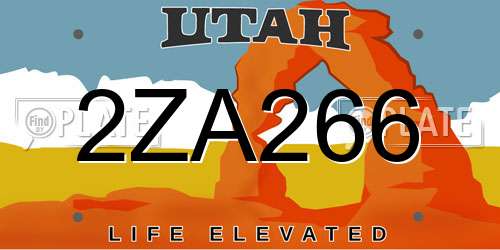 2ZA266 Utah License Plate