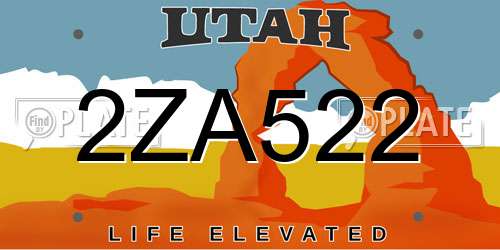 2ZA522 Utah License Plate