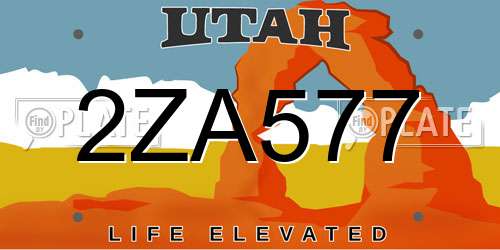 2ZA577 Utah License Plate