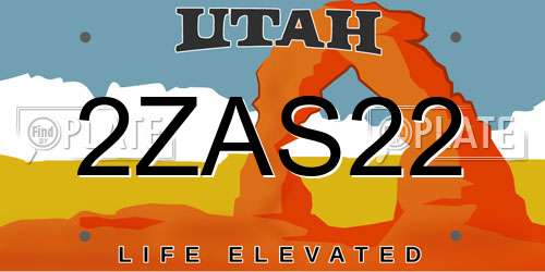2ZAS22 Utah License Plate