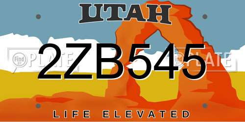 2ZB545 Utah License Plate