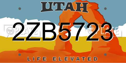 2ZB5723 Utah License Plate