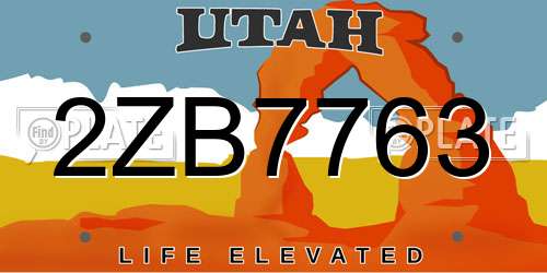 2ZB7763 Utah License Plate