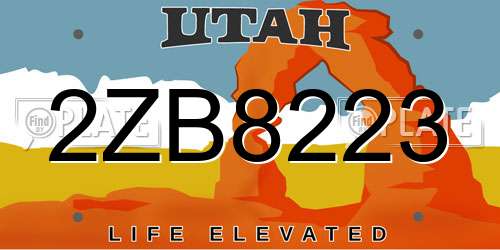 2ZB8223 Utah License Plate