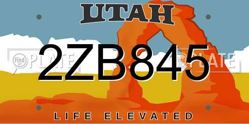 2ZB845 Utah License Plate