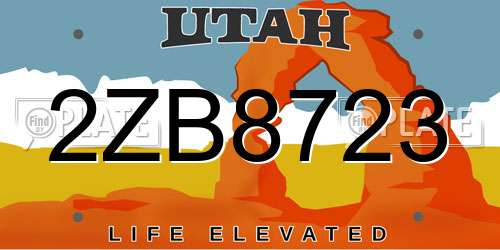 2ZB8723 Utah License Plate