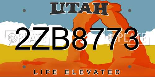 2ZB8773 Utah License Plate