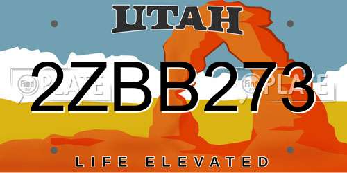 2ZBB273 Utah License Plate