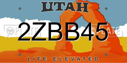 2ZBB45 Utah License Plate