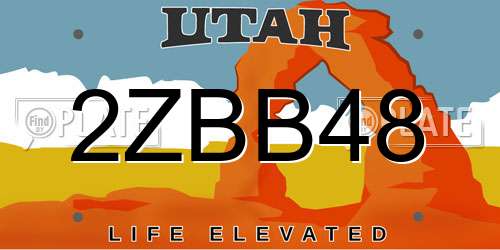 2ZBB48 Utah License Plate