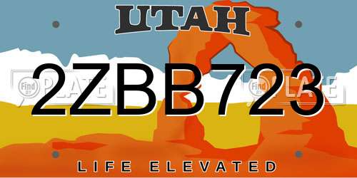 2ZBB723 Utah License Plate