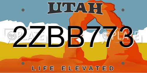 2ZBB773 Utah License Plate