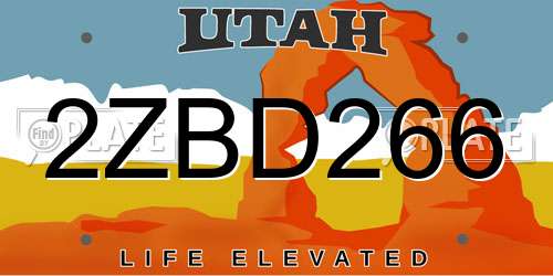 2ZBD266 Utah License Plate
