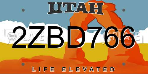2ZBD766 Utah License Plate