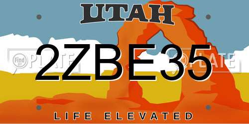 2ZBE35 Utah License Plate