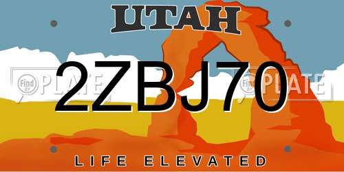 2ZBJ70 Utah License Plate