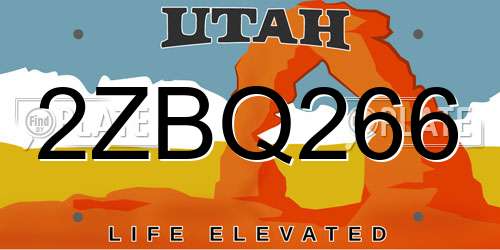 2ZBQ266 Utah License Plate