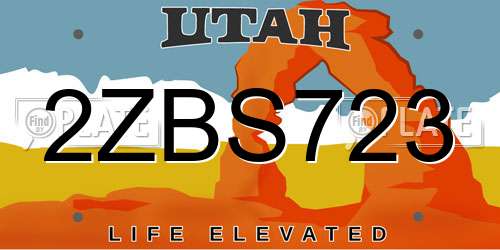 2ZBS723 Utah License Plate