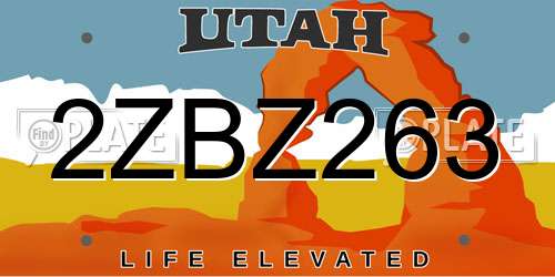 2ZBZ263 Utah License Plate