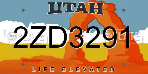 2ZD3291 Utah License Plate