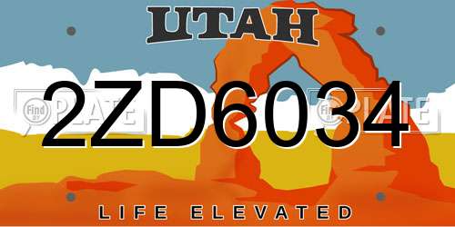 2ZD6034 Utah License Plate