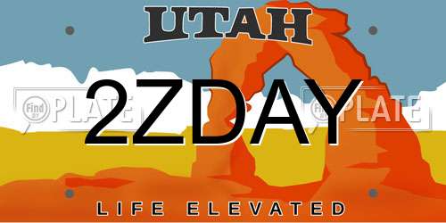 2ZDAY Utah License Plate